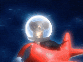 chicken animation dog space airplane GIF