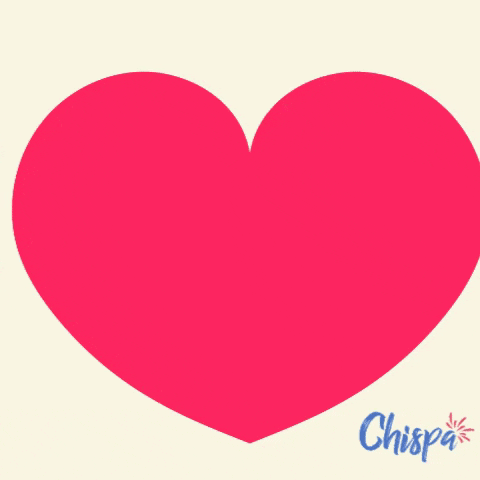 Digital illustration gif. Red heart vibrates against a beige background with blinking green text that reads, "Te amo." A Chispa logo appears in the bottom corner.