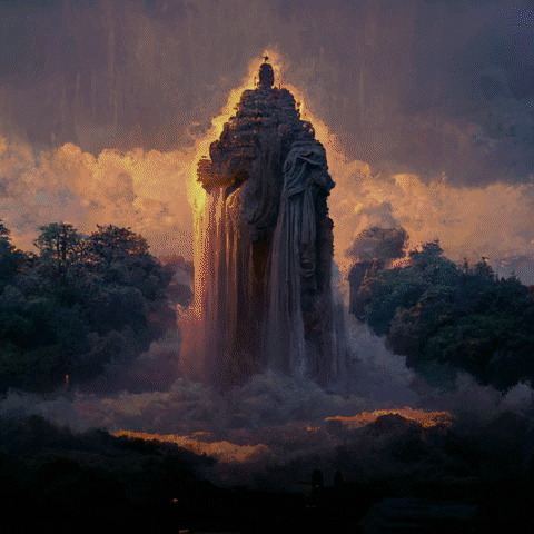 Waterfall Temple GIF by Arti the AI