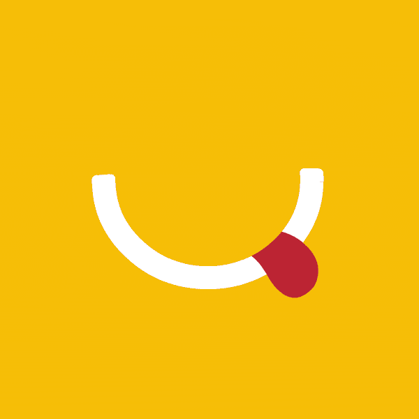 Cartoon gif. A line in the shape of a smile has a tongue sticking out. It licks its lips and becomes the letter C, now red like the tongue, and the tongue disappears into the letter C. 