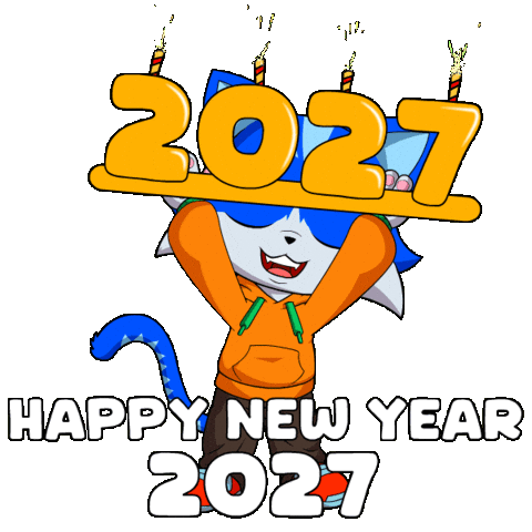 Happy New Year Cat Sticker by Toshithecat