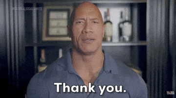 Celebrity gif. Dwayne Johnson nods and says sincerely, “Thank you.”