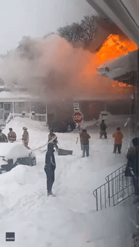 First Responders Battle House Fire in Buffalo Following Heavy Snow