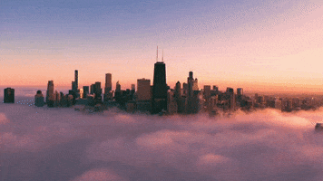 DoolaCreativeShop chicago drone fog city skyline GIF