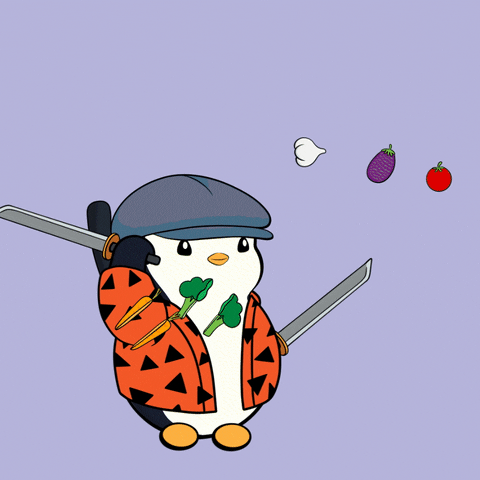 Happy Fruit Ninja GIF by Pudgy Penguins