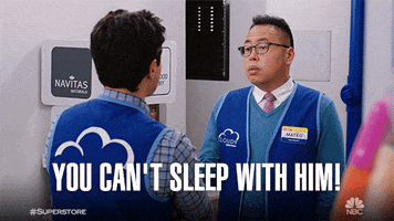 work you can't sleep with him ! GIF by NBC