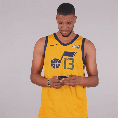 Tony Bradley Throws Phone GIF by Utah Jazz