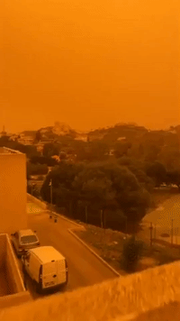 Sahara Dust Storm Colors Skies Magnificent Orange in Southern Spain