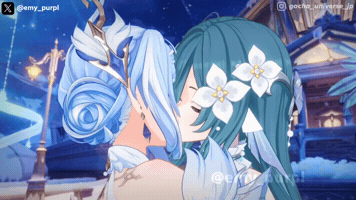 Girls Kissing Blushing GIF