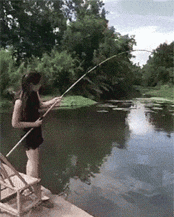 girl fishing GIF
