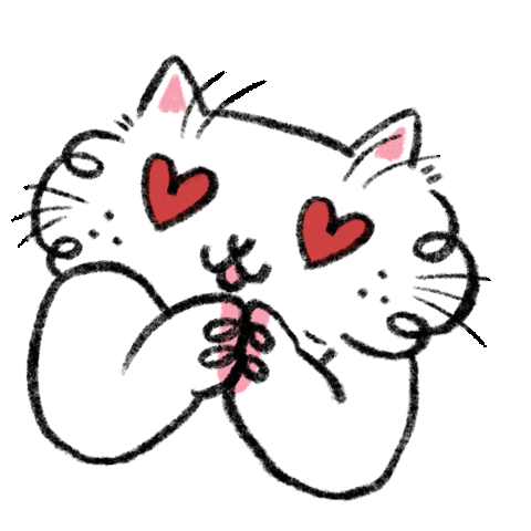 White Cat Love Sticker by Choc Ye