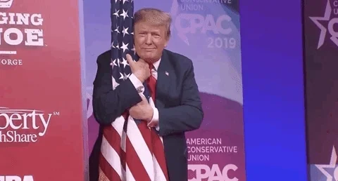 trump hugging flag GIF