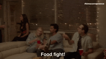 food fight party GIF by Kim's Convenience