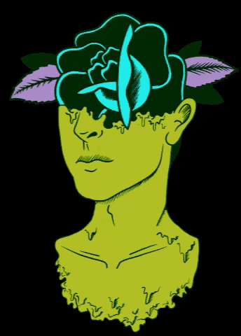 FamousLetters art rose weed head GIF