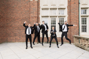 brittnimariebeversdorf fun jumping wedding party jump groomsmen jumping GIF
