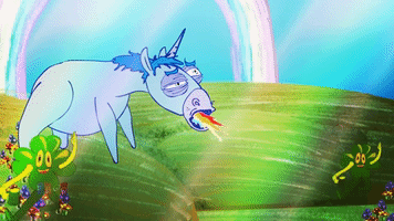 plopcartoons loop rainbow animated unicorn GIF