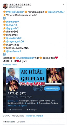 A pro-AKP retweet ring account sharing a video highlighting other members of the retweet ring