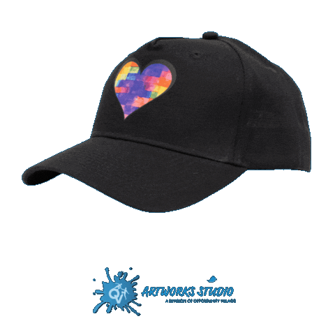 Black Hat Heart Sticker by Opportunity Village