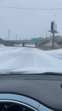 Icy Roads in Greensboro, North Carolina, as Winter Storm Hits