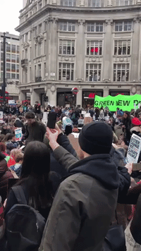 Youth Climate Protest Blocks London's Oxford Circus