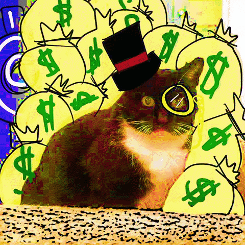 Get Rich Cat GIF by Empress Trash