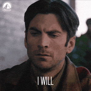Gif of man in film closing eyes and saying 'I will.'