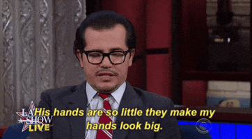 john leguizamo his hands are little so they make my hands look big GIF by The Late Show With Stephen Colbert