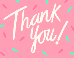 Text gif. On a bubblegum pink background with white text flashing with turquoise and says, "Thank you!"