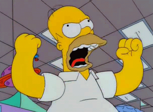 Gif of Homer Simpson yelling and shaking his fists with rage