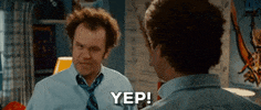 Movie gif. John C Reilly as Dale in "Step Brothers" nods and says "Yep!" as he high fives Will Ferrell as Brennan.