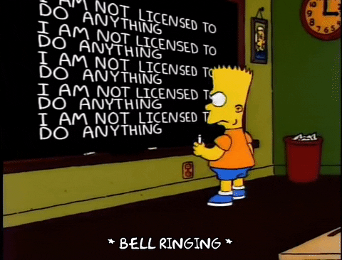 Bart Simpson from The Simpsons writing on chalkboard.