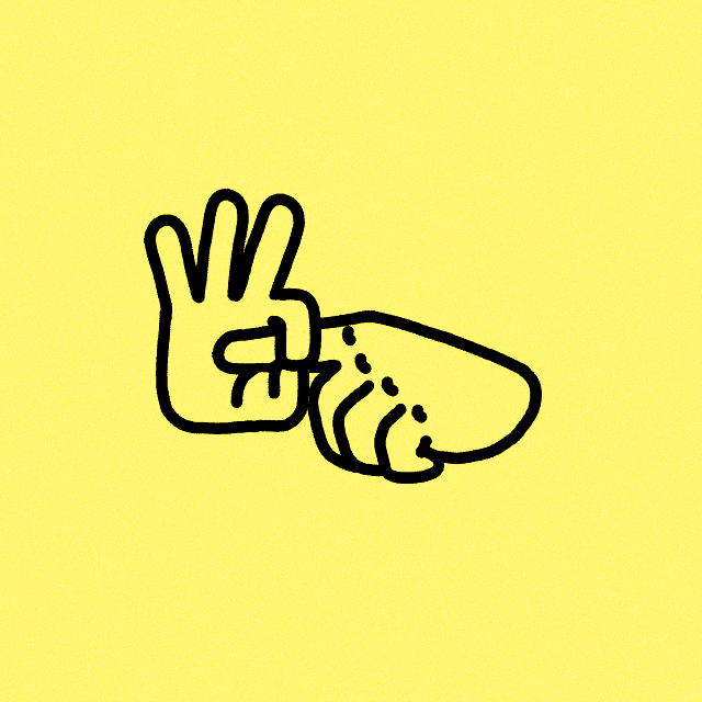 Illustrated gif. A hand in the A-Okay symbol and the other hand pokes through the hole with the pointer finger. The finger goes limp and pulls out. 