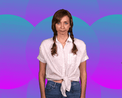 Celebrity gif. Lauren Lapkus looks at us and begins to cry dramatically, holding her hands up to her face as she cries out, "Why."