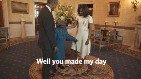 Giphy - barack and michelle well you made my day GIF by Obama