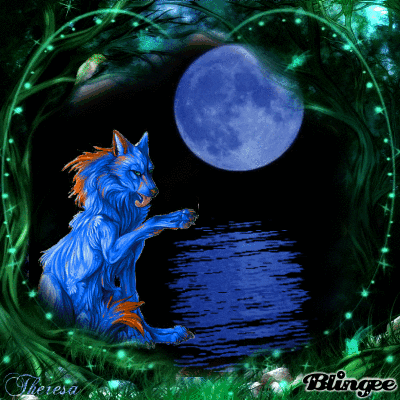 picture blue moon evil wolf GIF