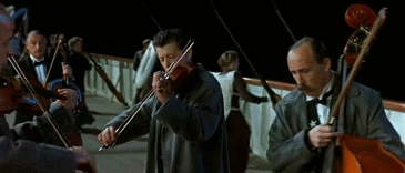 Image result for orchestra playing on titanic gif