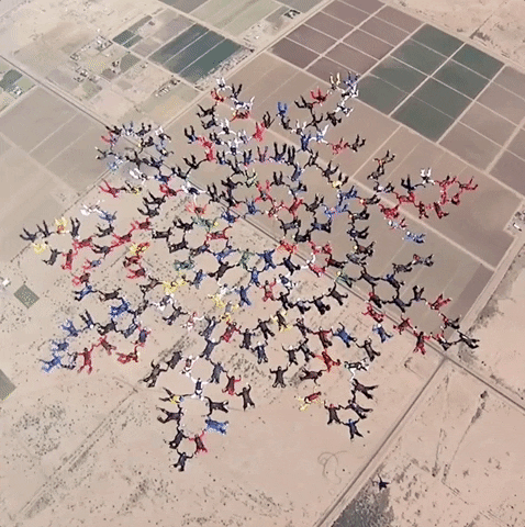 Teamwork Skydiving GIF by HuMandalas