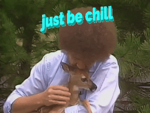 Bob Ross petting a fawn