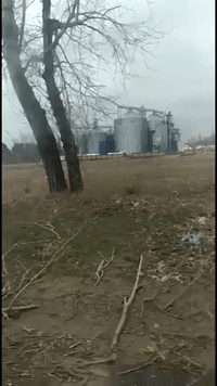 Video Shows Before and After Views of Destroyed Grain Store in Luhansk Oblast