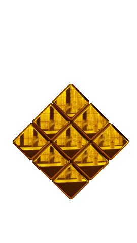 Gold Rubiks Cube Sticker by modelvault3d