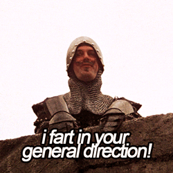 Image result for i fart in your general direction gif