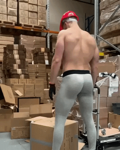 boxmenswear work from home unboxing leggings male model GIF