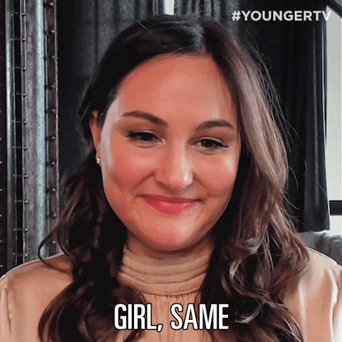 TV gif. Closeup of Taylor Strecker from Me Too Aftershow as she speaks to us with sympathy. Text, "Girl, same."