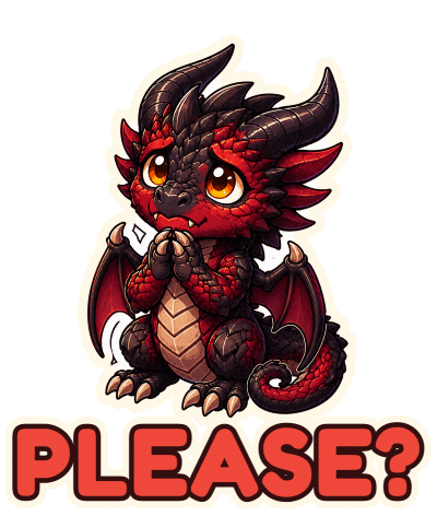 Dragon Please Sticker by CobraCat Games