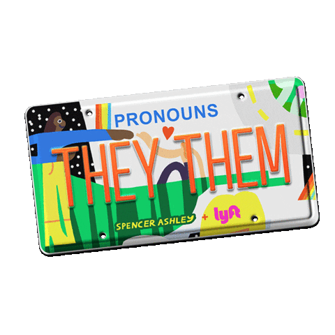 Pronouns License Plate Sticker by Lyft