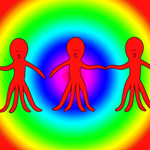 sawako_kabuki dance psychedelic 2d animation octopus GIF