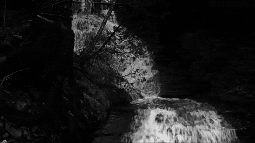 black and white waterfall GIF
