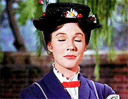 Movie gif. Julie Andrews as Mary Poppins tilts her head to the side and gives a straight-faced slow clap.