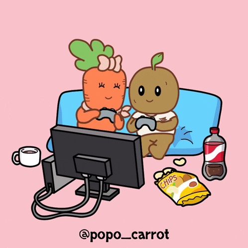 popo_carrot cute gaming in love talking GIF