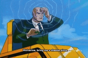 professor x wolverine bring me a cheese pizza GIF
